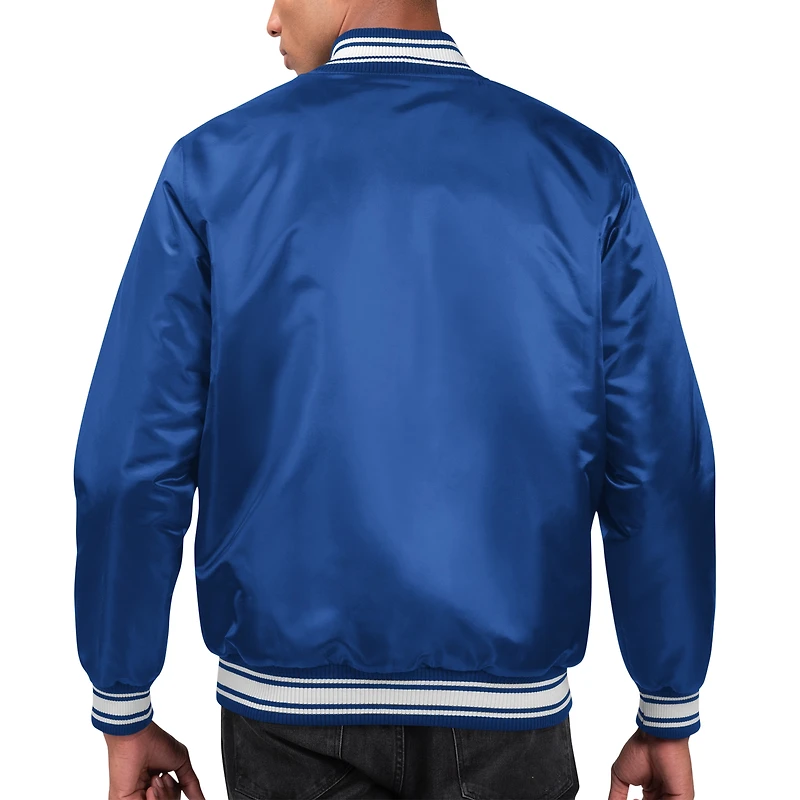 Veste universitaire à bouton-pression en satin pour hommes Starter Royal Indianapolis Colts Locker Room