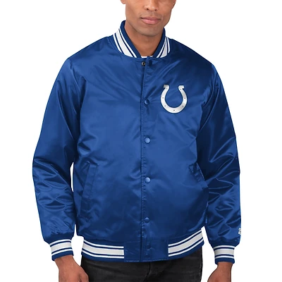 Veste universitaire à bouton-pression en satin pour hommes Starter Royal Indianapolis Colts Locker Room