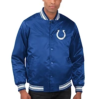 Veste universitaire à bouton-pression en satin pour hommes Starter Royal Indianapolis Colts Locker Room