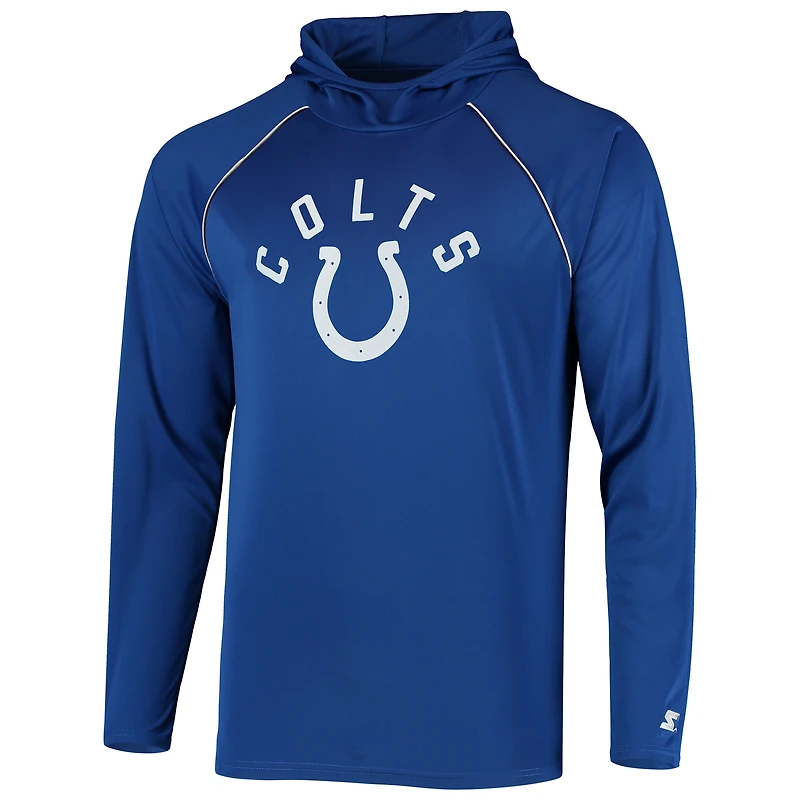 T-shirt à capuche manches longues raglan Starter Royal Indianapolis Colts pour homme