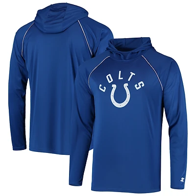 T-shirt à capuche manches longues raglan Starter Royal Indianapolis Colts pour homme