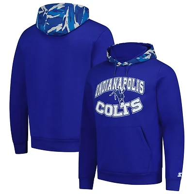 Men's Starter  Royal Indianapolis Colts Thursday Night Gridiron Vintage Logo Pullover Hoodie