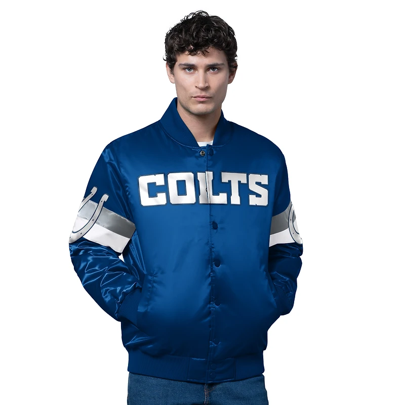 Veste universitaire en satin triple option Starter Royal Indianapolis Colts pour homme