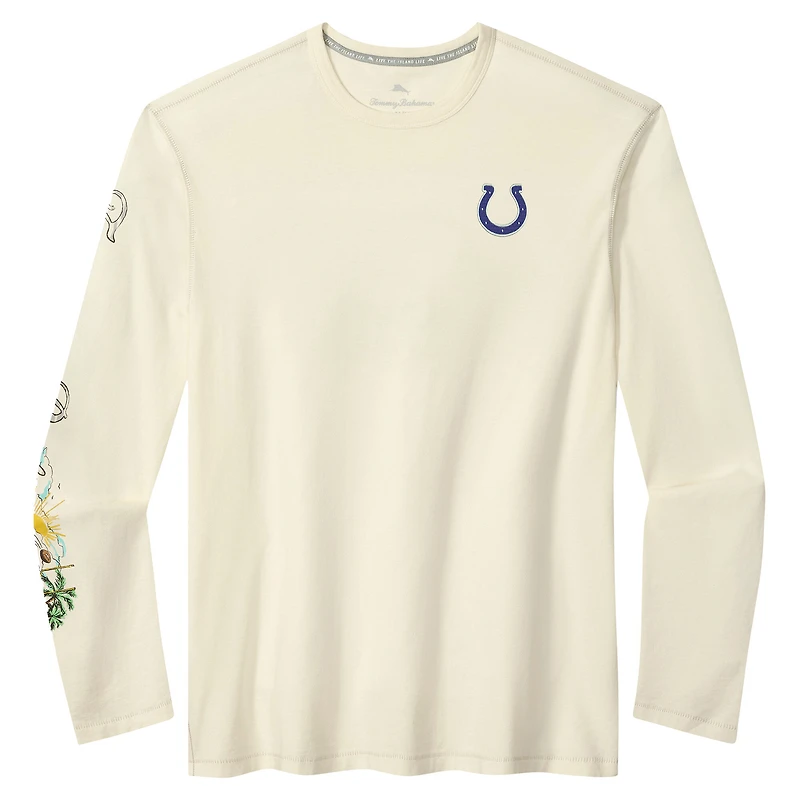 T-shirt à manches longues Tommy Bahama Cream Oasis Endzone Lux pour homme, Indianapolis Colts