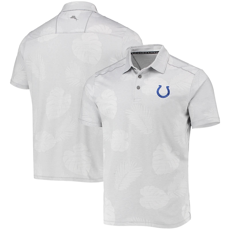 Men's Tommy Bahama Gray Indianapolis Colts Palm Coast Delray Frond Allover IslandZone Polo
