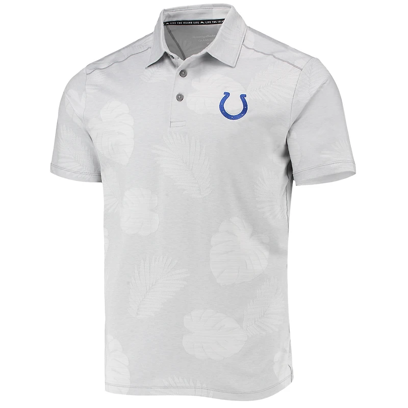 Men's Tommy Bahama Gray Indianapolis Colts Palm Coast Delray Frond Allover IslandZone Polo