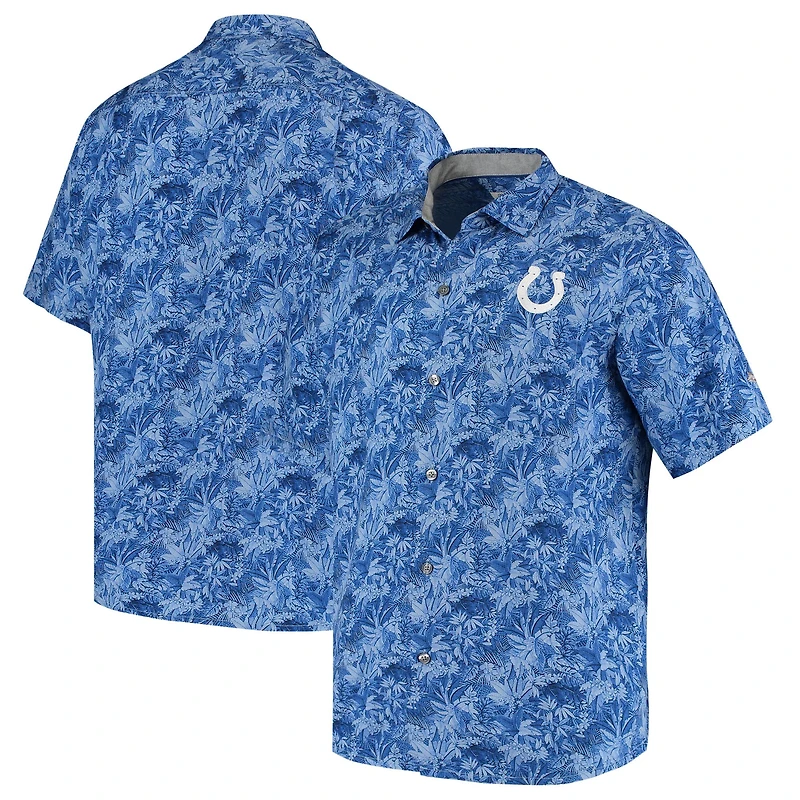Chemise boutonnée Tommy Bahama Royal Indianapolis Colts Sport Jungle Shade Camp pour homme