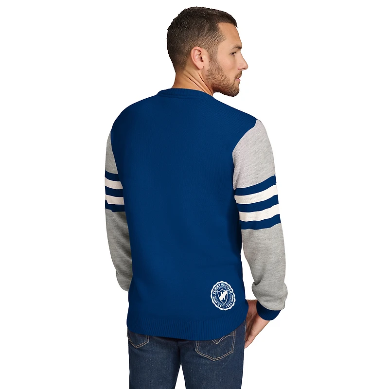 Pull ras du cou en acrylique Tommy Hilfiger Royal/Gris chiné pour homme, Indianapolis Colts