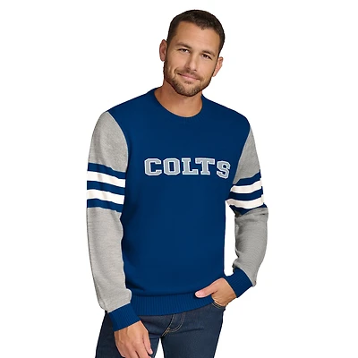 Men's Tommy Hilfiger Royal/Heather Gray Indianapolis Colts Acrylic Crewneck Pullover Sweater