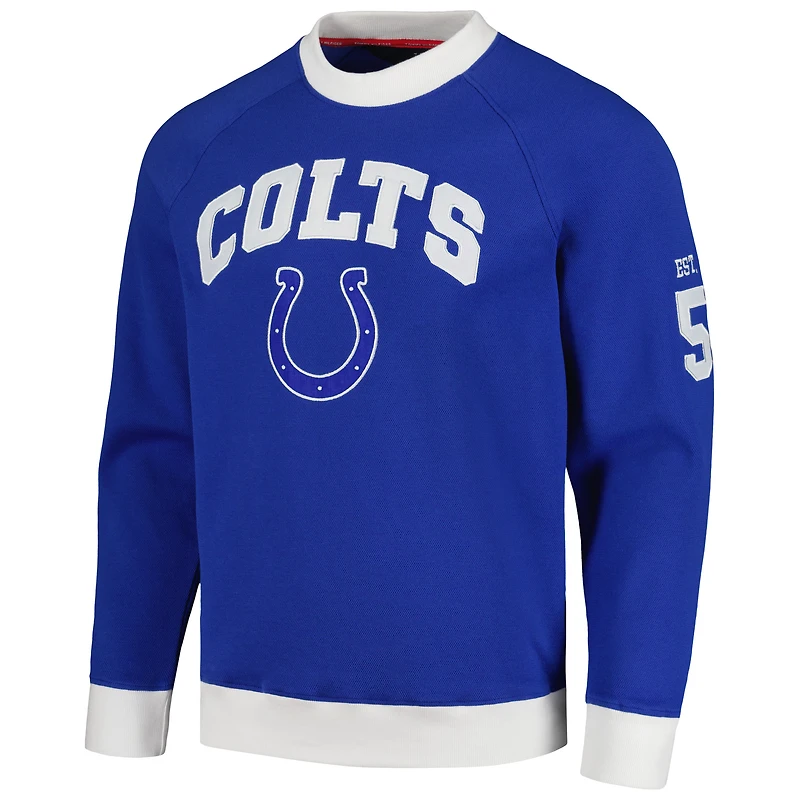 Men's Tommy Hilfiger Royal Indianapolis Colts Reese Raglan Tri-Blend Pullover Sweatshirt