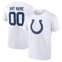 T-shirt blanc authentique pour homme des Indianapolis Colts, personnalisé avec nom et numéro.