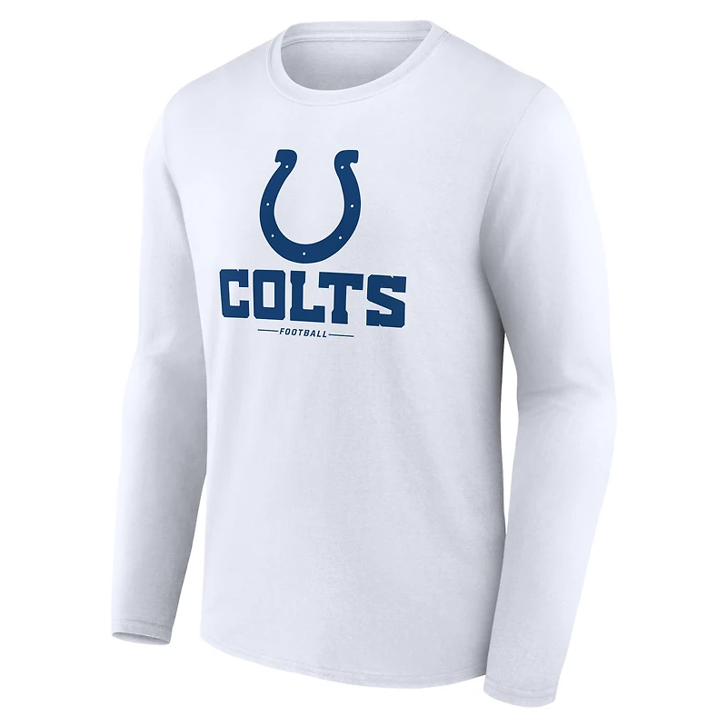 Men's  White Indianapolis Colts Team Lockup Long Sleeve T-Shirt