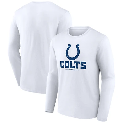 Men's  White Indianapolis Colts Team Lockup Long Sleeve T-Shirt
