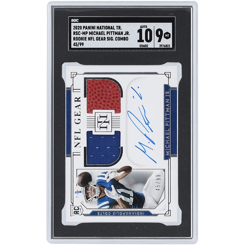 Michael Pittman Jr. Indianapolis Colts Autographié 2020 Panini National Treasures Dual NFL Gear Combo Ball & Jersey Relics #RSC-MP #45/99 SGC Authentifié 9/10 Rookie Card