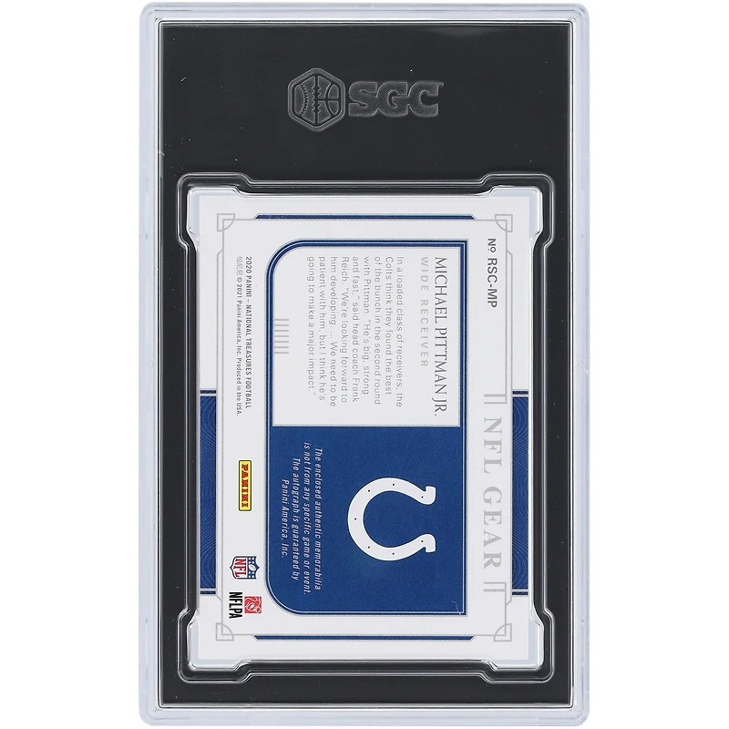 Michael Pittman Jr. Indianapolis Colts Autographié 2020 Panini National Treasures Dual NFL Gear Combo Ball & Jersey Relics #RSC-MP #45/99 SGC Authentifié 9/10 Rookie Card