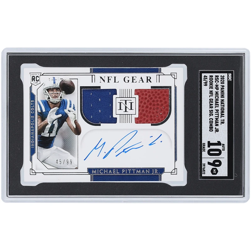 Michael Pittman Jr. Indianapolis Colts Autographié 2020 Panini National Treasures Dual NFL Gear Combo Ball & Jersey Relics #RSC-MP #45/99 SGC Authentifié 9/10 Rookie Card