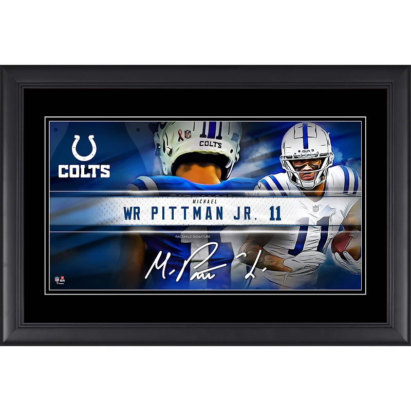 Collage de plaques signalétiques encadrées de Michael Pittman Jr. Indianapolis Colts, fac-similé de signature, 10" x 18"