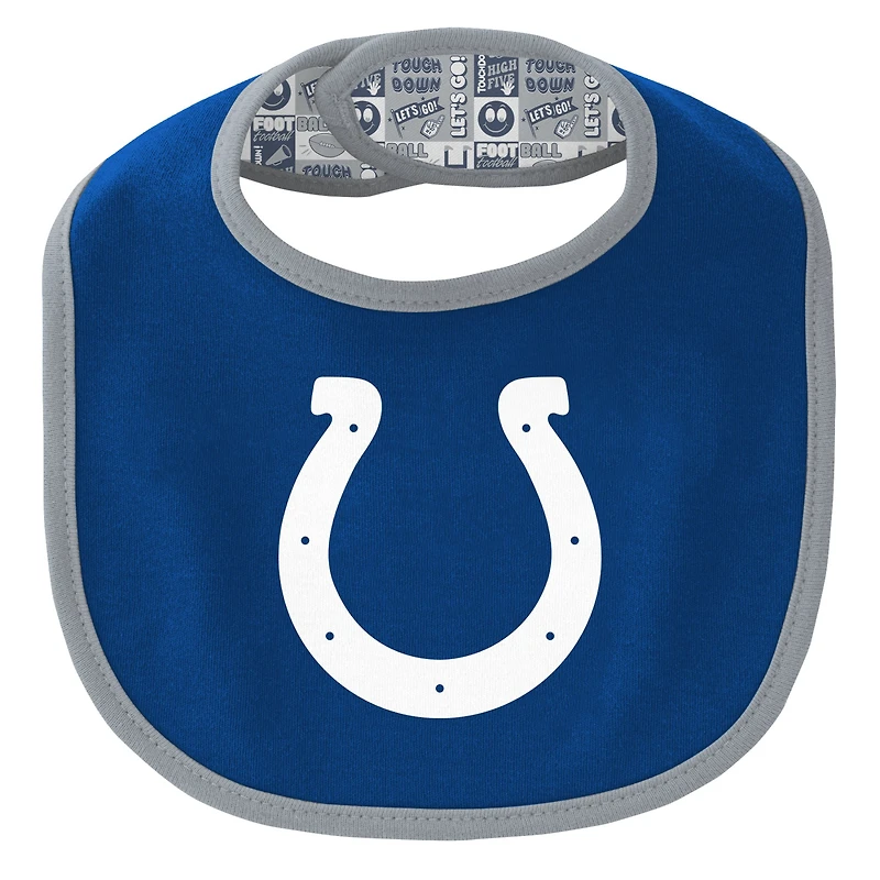 Ensemble body, bavoir et bonnet en tricot pour nouveau-né bébé Indianapolis Colts Dynamic Duo
