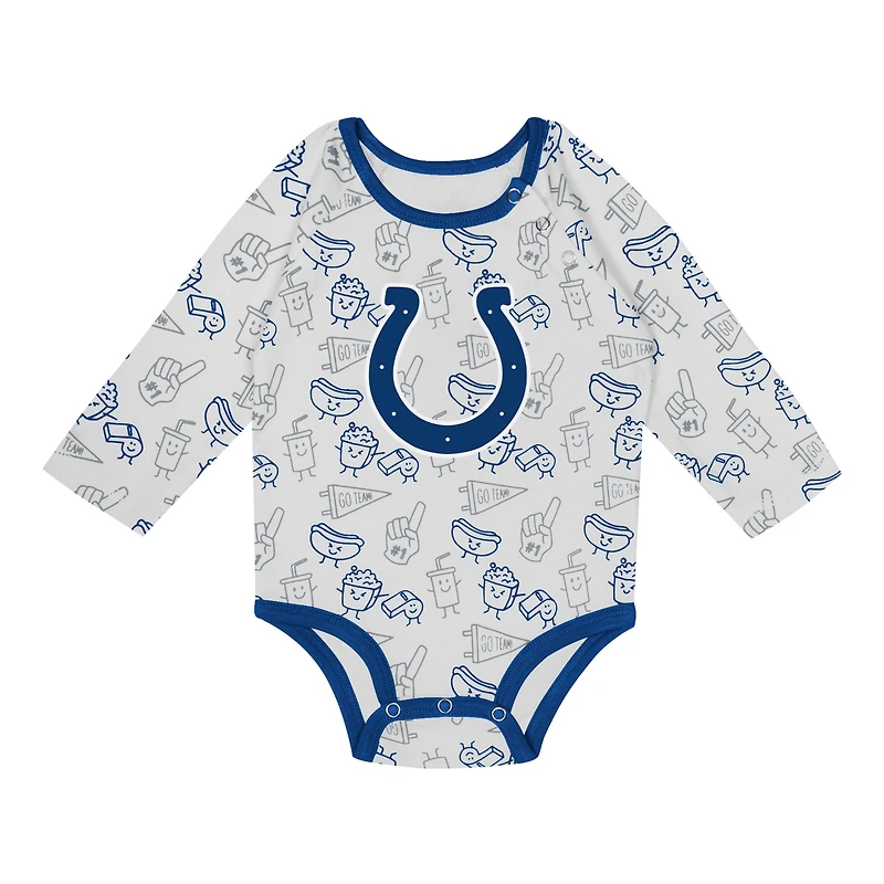 Newborn & Infant Indianapolis Colts Little Champ Long Sleeve Bodysuit, Pants Cuffed Knit Hat 3-Piece Set
