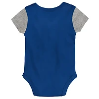 Newborn & Infant Royal/Gray Indianapolis Colts Little Champ Three-Piece Bodysuit Bib Booties Set