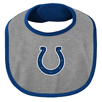 Newborn & Infant Royal/Gray Indianapolis Colts Little Champ Three-Piece Bodysuit Bib Booties Set