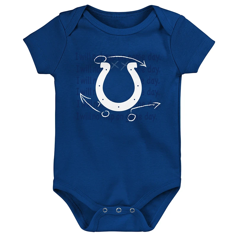 Newborn & Infant Royal/White/Heather Gray Indianapolis Colts Three-Pack Eat, Sleep Drool Retro Bodysuit Set