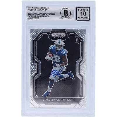 Panini America Jonathan Taylor Indianapolis Colts Carte de recrue autographiée 2020 Panini Chronicles Prizm Black #PB-7 Beckett Fanatics Witnessed Authenticated 10 Rookie