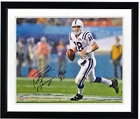 Peyton Manning Indianapolis Colts Autographed 16" x 20" Action Photograph with "HOF 21" Inscription