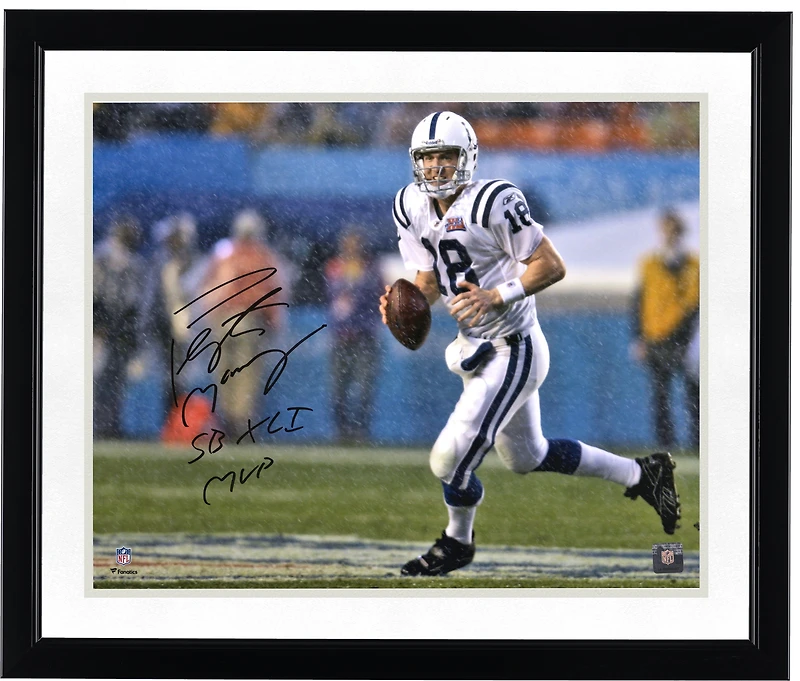 Peyton Manning Indianapolis Colts Autographed 16" x 20" Super Bowl XLI Rain Photograph with "SB XLI MVP" Inscription