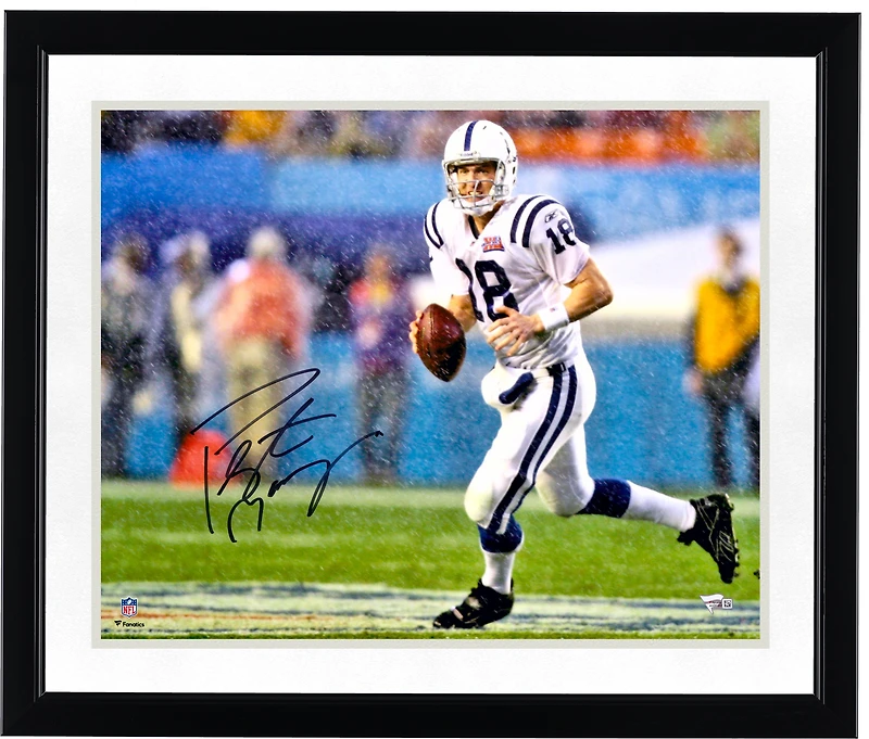 Peyton Manning Indianapolis Colts Autographed 16" x 20" Super Bowl XLI Running in Rain Photograph
