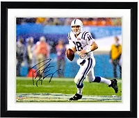 Peyton Manning Indianapolis Colts Autographed 16" x 20" Super Bowl XLI Running in Rain Photograph