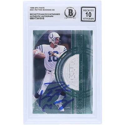 Carte de recrue autographiée 1998 Upper Deck SPX Finite #351 #/2700 Beckett Fanatics Witnessed Authenticated 10 Rookie Card de Peyton Manning Indianapolis Colts