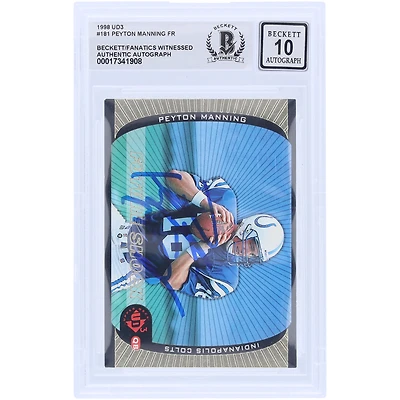 Carte de recrue 10 authentifiée signée Peyton Manning Indianapolis Colts 1998 Upper Deck UD3 FR #181 Beckett Fanatics