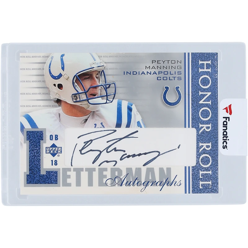 Peyton Manning Indianapolis Colts Autographed 2003 Upper Deck Honor Roll Letterman Autographs #HRL-PM Card
