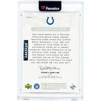 Carte Peyton Manning, Indianapolis Colts, autographiée, collection Upper Deck Ultimate '01 UD Pros & Prospects, maillot porté en match, relique, rachat #PM-J #18/29