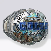 Casque miniature Riddell Speed ​​rétro 2004-2019, autographié par Peyton Manning (Indianapolis Colts) - Illustration de Charles Fazzino - WN55916375