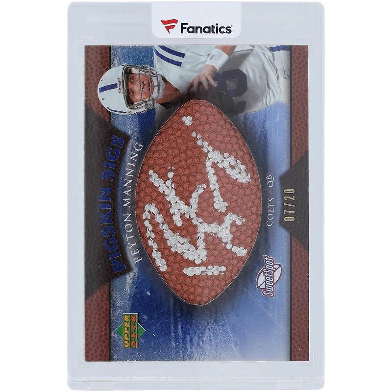Carte autographiée 2007 Upper Deck Sweet Spot Pigskin Sigs #SSPS-PM #7/20 de Peyton Manning Indianapolis Colts