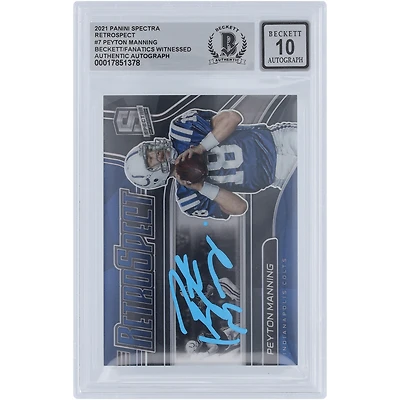 Carte Panini Spectra Retrospect 2021 autographiée par Peyton Manning Indianapolis Colts, encre bleu clair #RS-PM #/149, Beckett Fanatics, témoin, authentifiée, 10 cartes
