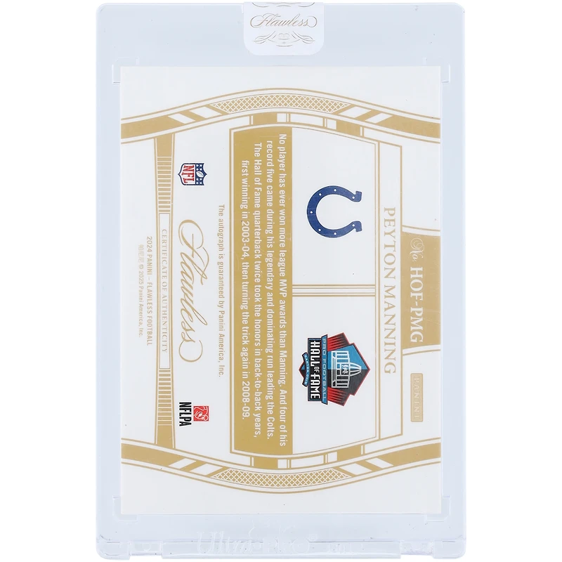 Carte autographiée de Peyton Manning (Indianapolis Colts) - Panini Flawless Hall of Fame Emerald 2024 #HOF-PMG #2/5