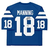 Maillot authentique bleu autographié Mitchell & Ness des Indianapolis Colts de Peyton Manning avec inscription « HOF 21 »