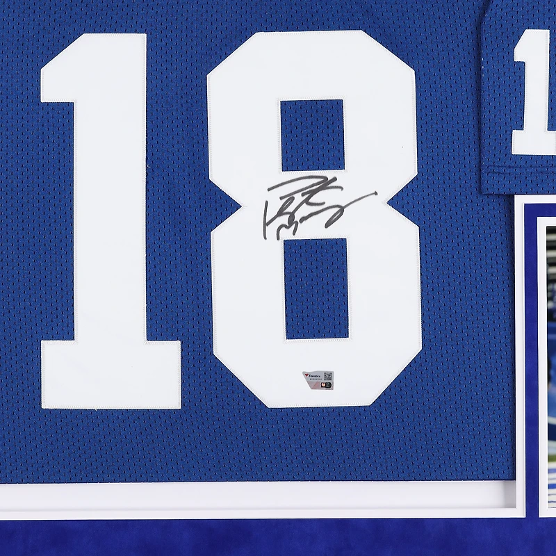 Peyton Manning Indianapolis Colts Autographed Deluxe Framed Mitchell & Ness Royal Authentic Jersey