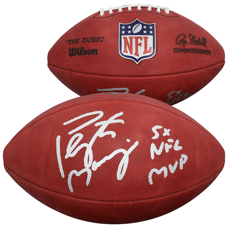 Ballon de football américain Duke en couleurs, autographié par Peyton Manning (Indianapolis Colts