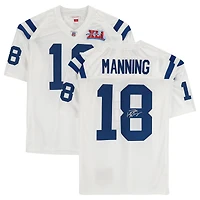 Maillot authentique blanc Mitchell & Ness 2006 Super Bowl Patch autographié par Peyton Manning (Indianapolis Colts)