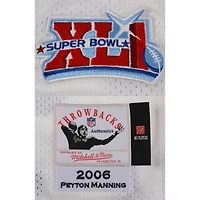 Maillot authentique blanc Mitchell & Ness 2006 Super Bowl Patch autographié par Peyton Manning (Indianapolis Colts)
