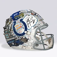 Casque Riddell Speed ​​Authentic 2020 autographié par Peyton Manning (Indianapolis Colts) - Illustration de Charles Fazzino - NF70444336