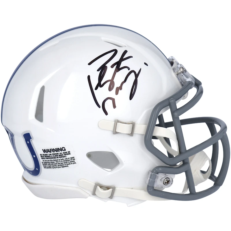 Casque miniature Riddell Speed, logo rétro, saison 2021, autographié par Peyton Manning (Indianapolis Colts)