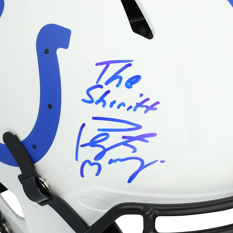 Casque Riddell Lunar Speed Authentic autographié par Peyton Manning (Indianapolis Colts) avec inscription « The Sheriff »