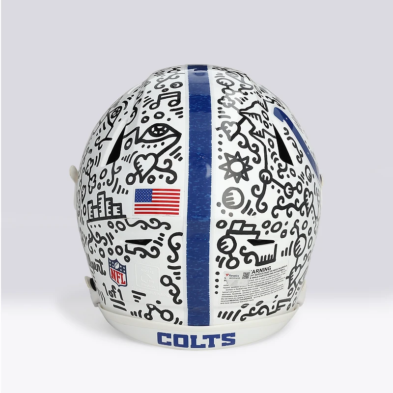 Casque Riddell Speed ​​Flex Authentic autographié par Peyton Manning (Indianapolis Colts) avec inscription « HOF '21 » - Illustration d'Alex Alpert - Édition limitée n° 1/1