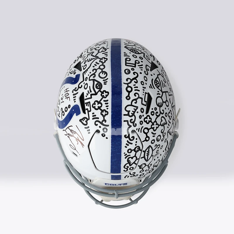 Peyton Manning Indianapolis Colts Autographed Riddell Speed Flex Authentic Helmet with "HOF '21" Inscription - Art by Alex Alpert - Limited Edition #1/1