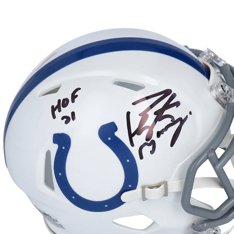 Peyton Manning Indianapolis Colts Autographed Riddell Speed Mini Helmet with "HOF 21" Inscription